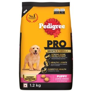 Pedigree PRO Puppy Large Breed, 1.2 kg Dry Dog Food, Vet Trusted Brand, Expert Nutrition, Quality Protein, 33% More Nutrients (3-18 Months)