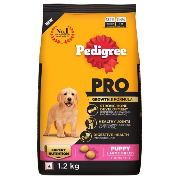 Pedigree PRO Puppy Large Breed, 1.2 kg Dry Dog Food, Vet Trusted Brand, Expert Nutrition, Quality Protein, 33% More Nutrients (3-18 Months)