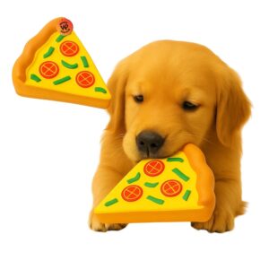 What's Poppin Pizza Slice Squeaky Toy for Dogs | Fun What's Poppin Pizza Slice Squeaky Toy for Dogs | Fun Food-Themed Pet Chew Toy with Built-in Squeaker | Soft, Durable Rubber for Fetch, Chewing & Playing | Colorful Pizza Design for Playtime (Type 4)