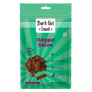 BARK OUT LOUD - Veggie Bacon, Veg/Vegan Dog Treats, Low BARK OUT LOUD - Veggie Bacon, Veg/Vegan Dog Treats, Low Fat, High Protein Vegeterian Treats for Dogs 100 GMS