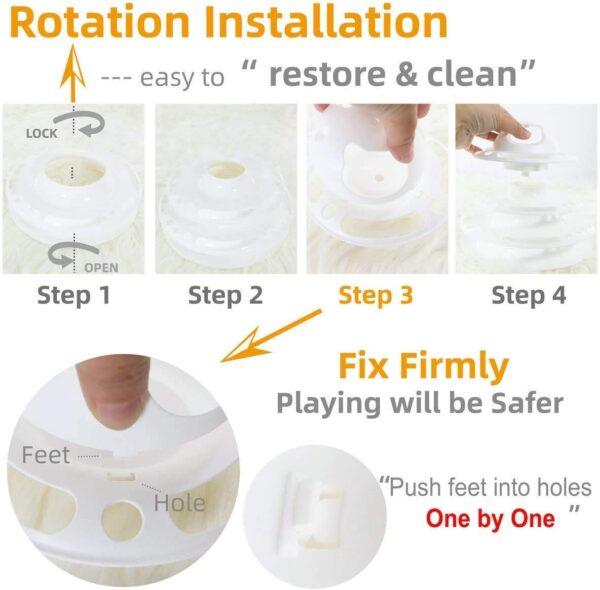 Woofy Cat Toy 4 Level Towers of Circle Track Roller with Moving Balls Interactive Play Toy for Small Dogs Kitten/Cat