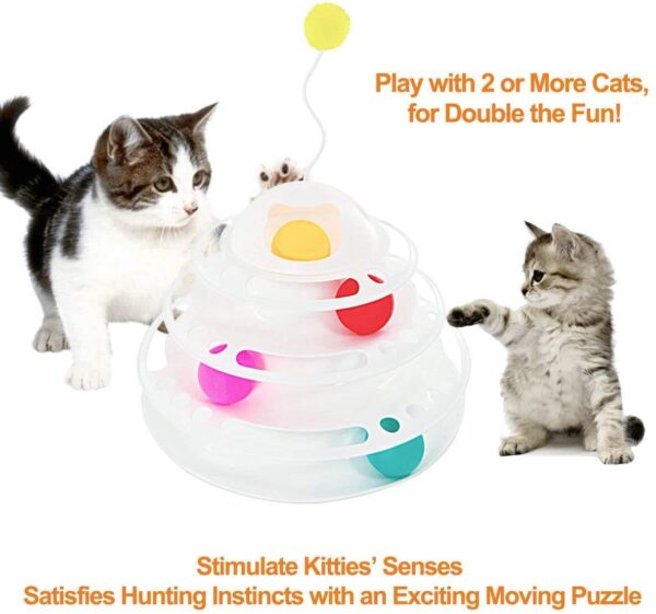 Woofy Cat Toy 4 Level Towers of Circle Track Roller with Moving Balls Interactive Play Toy for Small Dogs Kitten/Cat