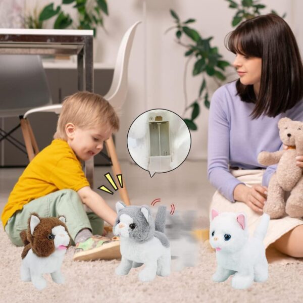 Hopping Walking Cat Toy with Sounds, Walking Cat Wiggling Tail, Twitching Mouth and Nose, Educational Interactive Cat Toy for Baby Kids