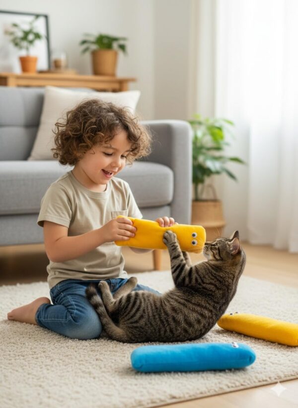 61jeNxSBn5L._SL1184_.jpg Cat Kicker Plush Toy Set for Cats & Kittens | Soft, Colorful & Lightweight Toys with Catnip fillable Pocket | Non-Squeaky, Fun Indoor Play | Pack of 3 (Colors May Vary)