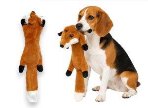 The Pets Company No Stuffing Plush Puppy, Dog Chew Toy The Pets Company No Stuffing Plush Puppy, Dog Chew Toy Squeaky Crinkle Crackle, Durable Toys for Dogs, Interactive Pet Chew Toys for Small Medium Large Breeds, Boredom Buster - Fox (44 Cms)