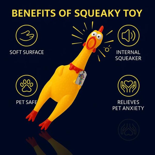 Western Era Squeaky Chicken Dog Toy 32CM | Rubber Rooster Shaped Interactive Chew Toy for Dogs & Puppies | Built-in Squeaker for Fetch & Training | Textured Surface for Teeth Cleaning | Funny Dog Toy
