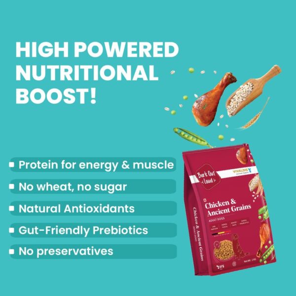 61mRP2pRWTL._SL1080_.jpg Bark Out Loud by Vivaldis Adult Dry Dog Food Combo- Naked Oats and Veggies, Salmon and Turkey, and Chicken & Ancient Grain - Rich in Protein, Pet Nutrition with Nutrients and Herbs (100 gm, Pack of 3)