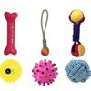 PSK PET MART Squeaky Rope, Ball Chew Teether Toys for PSK PET MART Squeaky Rope, Ball Chew Teether Toys for Dog, Puppy (Multicolour) -Combo of 6
