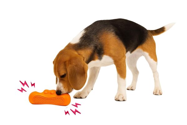 61mw5KdGv-L._SL1500_.jpg The Pets Company Indestructible Dog Chew Toy | Durable TPR Rubber Pet Toy for Aggressive Chewers | Strong, Non-Toxic, Teeth Cleaning, Squeaky Roller Toy for Large Dogs - 6.3 Inches (Colour May Vary)