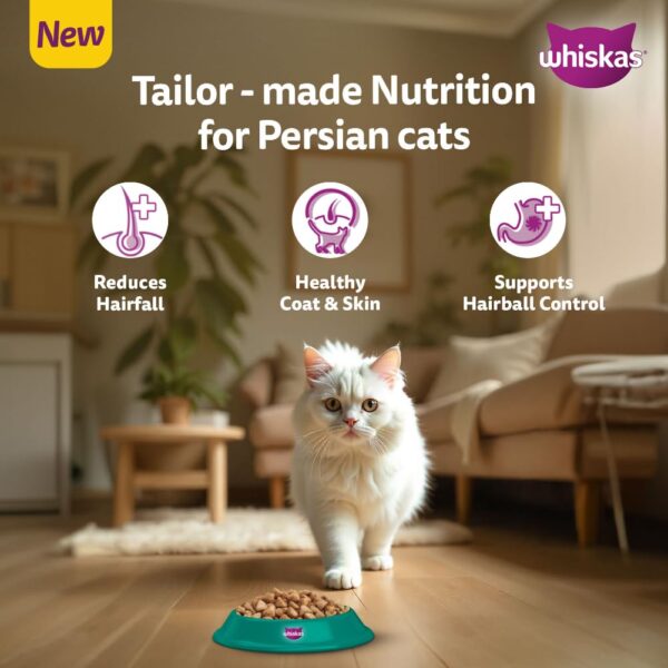 61oaZNB2xSL._SL1001_.jpg Whiskas Persian Adult (1+ Years) Dry Cat Food, 6.8kg, 100% Complete & Balanced Tailor Made Nutrition, Reduces Hairfall, for Healthy Coat & Skin