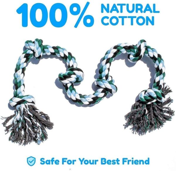 61ozFXE6o1L._SL1000_.jpg Foodie Puppies Cotton Chew Rope Dog Toy Large with 6 Knot Thick Chew, Long for Aggressive chewers - Extra Durable - Heavy Duty - Washable (Color May Vary)