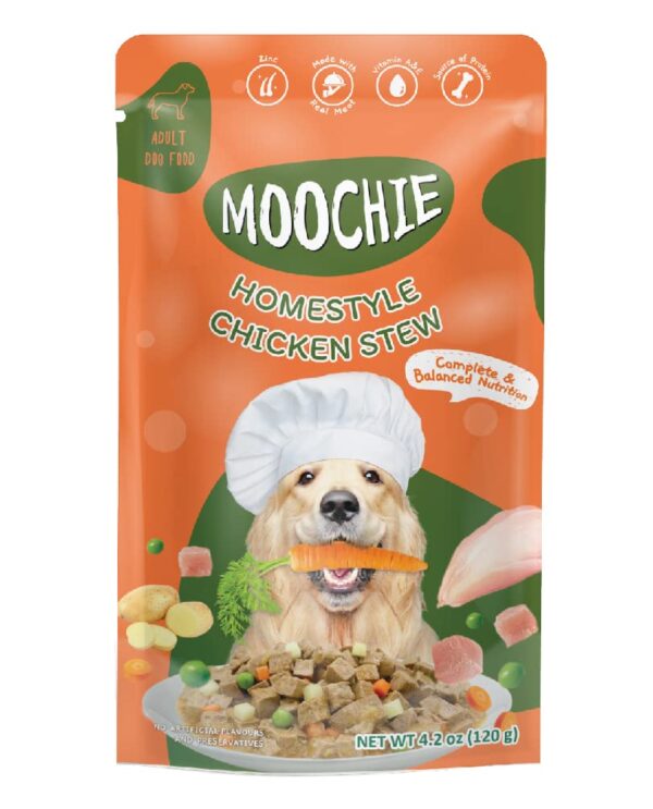 PETS EMPIRE Moochie Homestyle Wet Dog Food (120g X 6) Grain Free Gavy Meal, Variety Pack with Lamb Topping Pasta, Chicken Recipe Topping Rice & Chicken Stew, High Protein Gravy Foods for Adult Dogs