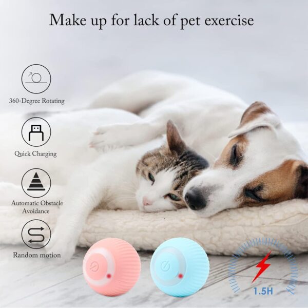 61qTrpMNXEL._SL1500_.jpg BELOXY Toy Intelligent Funny 360 Degree Rotatable Toys Rechargeable Rotating Ball with LED Light, Chasing Toy Automatic Rotating Smart Obstacle Avoiding (Pink) (Multi)