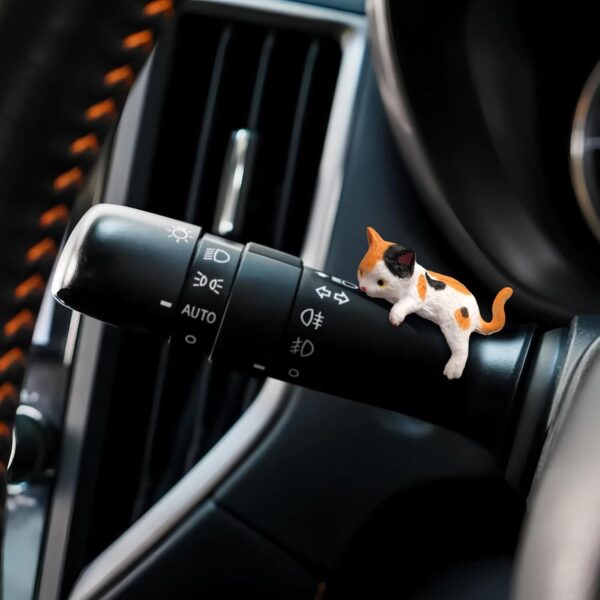 5Pcs Car Decor Accessories, Car Toys for Car Interior, Sleeping Cat Figurines for Rearview Mirror Home Office Any Occasion