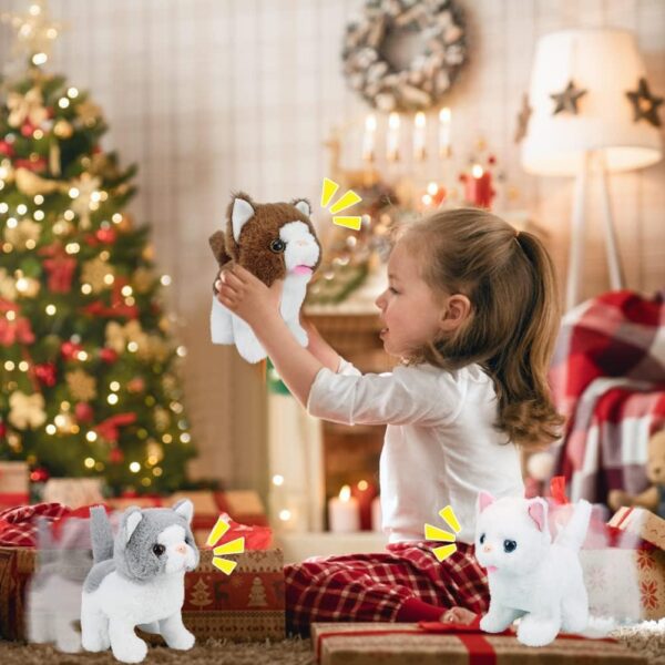 Hopping Walking Cat Toy with Sounds, Walking Cat Wiggling Tail, Twitching Mouth and Nose, Educational Interactive Cat Toy for Baby Kids