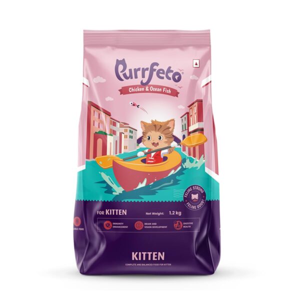 Kitten Dry Cat Food | Chicken & Ocean Fish | 1.2 kg | 40% Reduction in Urinary Track Diseases |Promotes Brain & Vision Development | Enhances Immunity | Improves Digestive Health