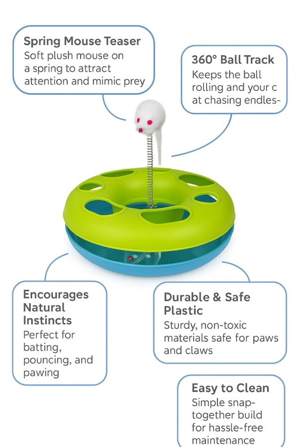 The Pets Company Toy with Ball Bell and Feather Mouse Attached for Cats and Kittens | Interactive Fun Toy for Training, Activity | Stimulates Play, Ideal For Exercise of Cats & Kittens(Color May Vary)