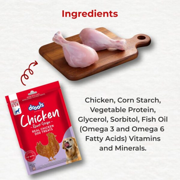 Drools Real Chicken Roast Strips, Dog Treats, 70gm | Rich in Protein, No Artificial Preservatives | Best for Training & Bonding | for Puppy & Adult | Formulated in USA | Premium Treats |