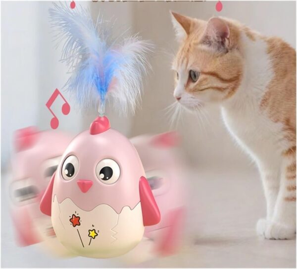 emily pets Interactive Cat Toy with Feather & Sound | Tumbler Design for Cats & Kittens | Self-Balancing Motion Toy for Indoor Play & Exercise