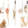 Qpets® Premium Cat Toy Interactive Cat Toys Set of 5 Qpets® Premium Cat Toy Interactive Cat Toys Set of 5 Cat Teaser Wand Pet Toy for Cat Activity Fishing Rod with Mouse Natural Feathers Toys for Kittens to Play Cat Games and Toys Mouse Toy