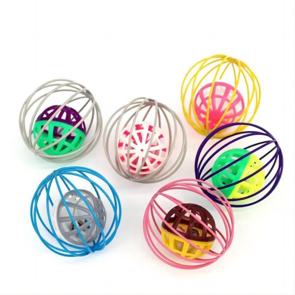 61ttFnEyRQL._SL1000_.jpg Cat Toys - 2pcs Interactive Cat Balls with Bell, Colorful Kitten Toys, Cute Caged Bell Rolling