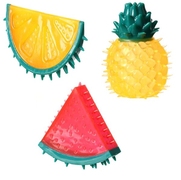 PSK PET MART Dog Chew Toy Sound Cute Interactive Fruit PSK PET MART Dog Chew Toy Sound Cute Interactive Fruit Funny Chewable Realistic Cat Bite Toy for Puppies TPR Lemon + Pineapple + Watermelon