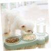 61uMTb3WnfL._SL1282_.jpg Pet Water Dispenser - 3 in 1 Pet Double Bowls 2 Food Bowls 1 Water Feeder Set Food Feeder Set for Cats Puppy Small Dogs | Easy Cleaning with Waterer Bottle for Indoor for Cat Dog