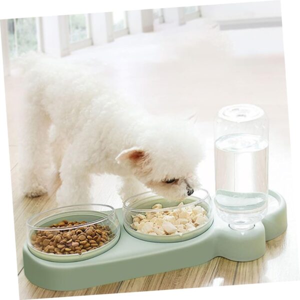 61uMTb3WnfL._SL1282_.jpg Pet Water Dispenser - 3 in 1 Pet Double Bowls 2 Food Bowls 1 Water Feeder Set Food Feeder Set for Cats Puppy Small Dogs | Easy Cleaning with Waterer Bottle for Indoor for Cat Dog