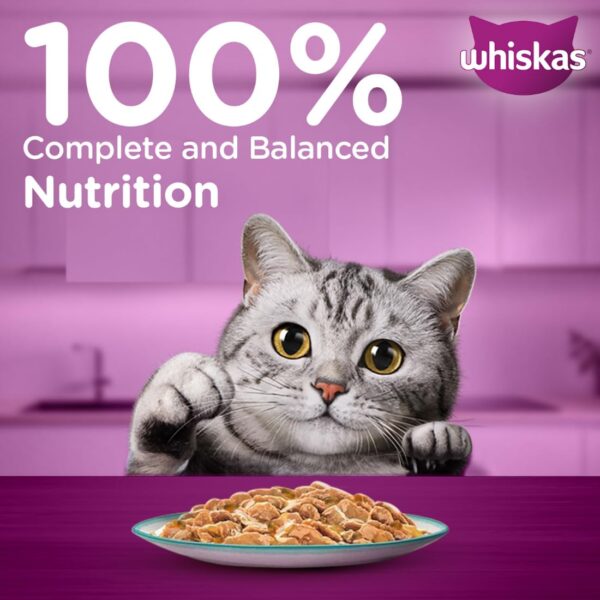 61uQLC24mZL._SL1100_.jpg Whiskas Tasty Mix Adult (1+ Year) Wet Cat Food, Chicken with Salmon Wakame Seaweed in Gravy, 70 g, Cat Food Made with Real Fish, Complete & Balanced Nutrition for Adult Cats
