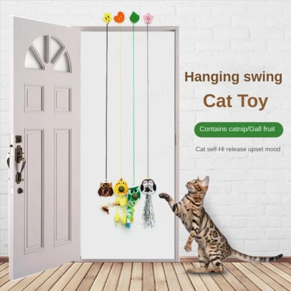 61ubIXjQqtL._SL1500_.jpg Sunkizzrs® Hanging Swing Catnip Toy - Interactive Cat Teaser Toy - Elastic Rope Design Cats Rotatable Edible Mint Natural Healthy Teeth Cleaning Chew Claw Toy for Cat/Kitten (Chicken)