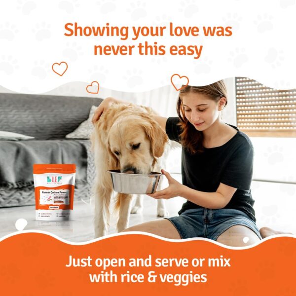 61usbzcM5OL._SL1080_.jpg BLEP Fresh Dog Food (Wet) Human Grade, Grain Free|Paneer, Quinoa & Mixed Veggies|Omega 3, 6, Vitamin A, D, E, B|Zero Preservatives & Sugar|Easily Digestible|for All Dog Breeds|100g (Pack of 1)