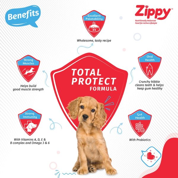 Zippy Puppy Dry Dog Food - 1.2 Kg, Real Chicken & Vegetables, Nutritionally Balanced Dog Food for All Breeds, with Vitamins, Minerals, Probiotics & Salmon Oil