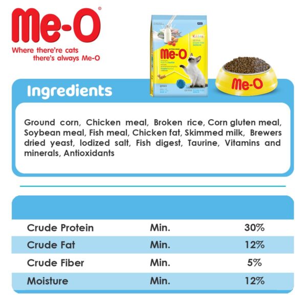 61waTMui88L._SL1200_.jpg Me-O Ocean Fish With Skimmed Milk Kitten Food Complete Nutrition Kibble Cat Food, 6.8 Kg