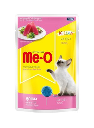 Me-O Pouch Kitten Wet Food Tuna in Jelly 80 G, Me-O Pouch Kitten Wet Food Tuna in Jelly 80 G, (Pack of 12, 960g)
