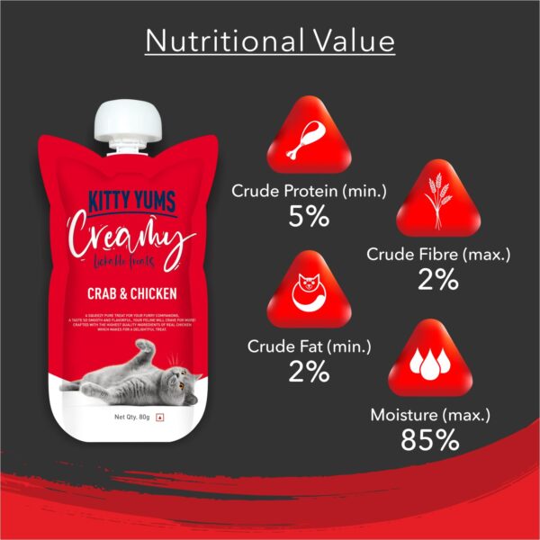 Kitty Yums Creamy Crab & Chicken Cat Treat (80g x12),960g Pack, All Life Stages