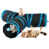 Foodie Puppies Interactive Foldable Hiding 3-Way Cats Tunnel with Hanging Ball (Blue, T-Shape Tunnel) | Maze Toy, Puzzle & Training Cave Suitable for Cat, Kitten, Rabbit, Guinea Pig & Puppies