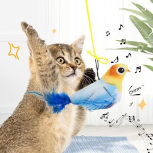 PetVogue Cat Toys for Persian Cat, Hanging Bird Retractable Teaser Toy Vivid Chirping, Interactive Simulation Toys for Indoor Kitten Play Chase Exercise