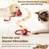 Interactive Electric Automatic Rolling Moving Rechargeable Self Play Stimulation Toy for Cats and Small Dogs - Smart Pet Chase Ball with Speedy Tail Rope for Indoor Enrichment (Red)