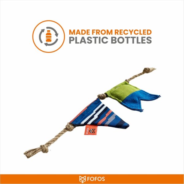 BarkButler x FOFOS S.O.S Flag Teaser Cat Toy - US Grade Organic Catnip, Multicoloured, Recycled Plastic Bottles, Jute Rope Interactive for Cats, Perfect as Kitten Toy