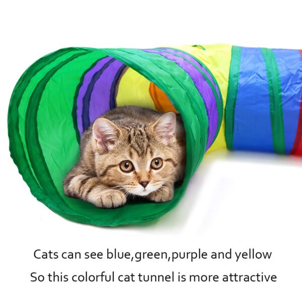 61zlmuKqYgL._SL1000_.jpg Qpets® 3 Way Rainbow Tunnel Cat Toys Pet Tube Collapsible Play Toy Kitten Toys Cat Playing Toys Indoor Outdoor Kitty Puppy Toys for Puzzle Exercising Hiding Training Toy