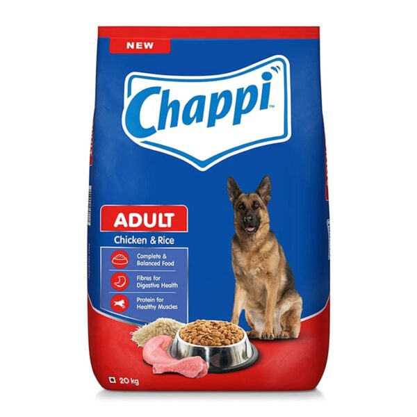 Chappi Adult (1+ Years) Dry Dog Food, Chicken & Rice, Chappi Adult (1+ Years) Dry Dog Food, Chicken & Rice, 20 kg, Complete and Balanced Food for Adult Dogs