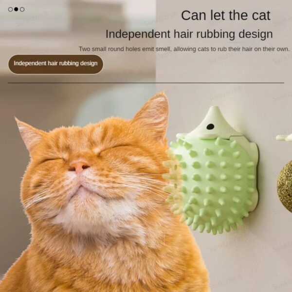 Sunkizzrs® Catnip Toy - Scratching & Rubbing Mint Balls(1 Pcs) Cats Rotatable Edible Mint Natural Healthy Teeth Cleaning Chew Claw Toy for Cat/Kitten (Green Hedgehog)