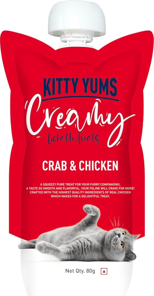 Kitty Yums Creamy Crab & Chicken Cat Treat (80g x12),960g Pack, All Life Stages