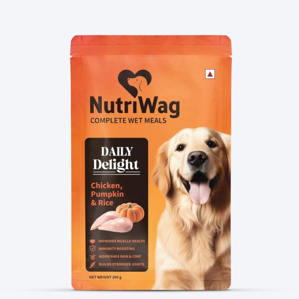 71srxEPKsL._SL1500_.jpg Wet Dog Food 300 gm | Balanced Meals with Chicken, Pumpkin, Rice & Vegetables | High Protein Dog Food | No Added Flavours | Human-Grade Ingredients | All Life Stages