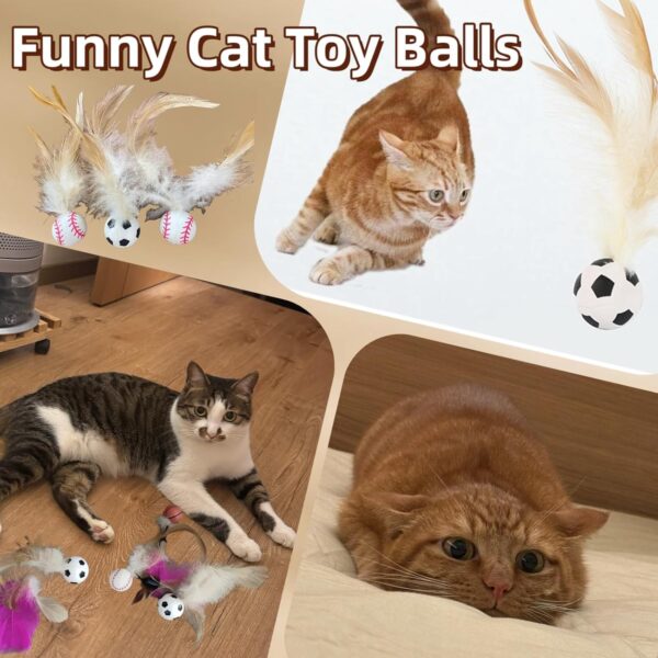 71u-6OziHL._SL1500_.jpg Cat Toys, 3PCS Bouncy Ball for Indoor Cats, Elastic Rubber Ball with Feathers, Interactive Kitten Toys for Persian Cats, Fun Exercise and Play for Cat