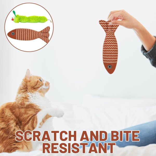 Catnip Toys for Cats, 2PCS Kitten Toys with Catnip, Catnips Cat Toys for Indoor Cats & Kittens, Interactive Plush Caterpillar & Fish, Teething Relief & Boredom Buster, Natural Catnips Attraction