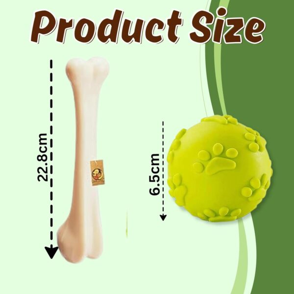 Foodie Puppies 2in1 Dog Toy Combo - (9inch Bone + Claw Ball) | Natural Latex Rubber Toys for Medium to Large Dogs | Durable, Chewing, Fetching, Playing, Teething & Training Chew Safe Play Toy