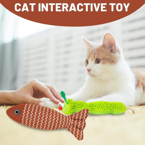 Catnip Toys for Cats, 2PCS Kitten Toys with Catnip, Catnips Cat Toys for Indoor Cats & Kittens, Interactive Plush Caterpillar & Fish, Teething Relief & Boredom Buster, Natural Catnips Attraction