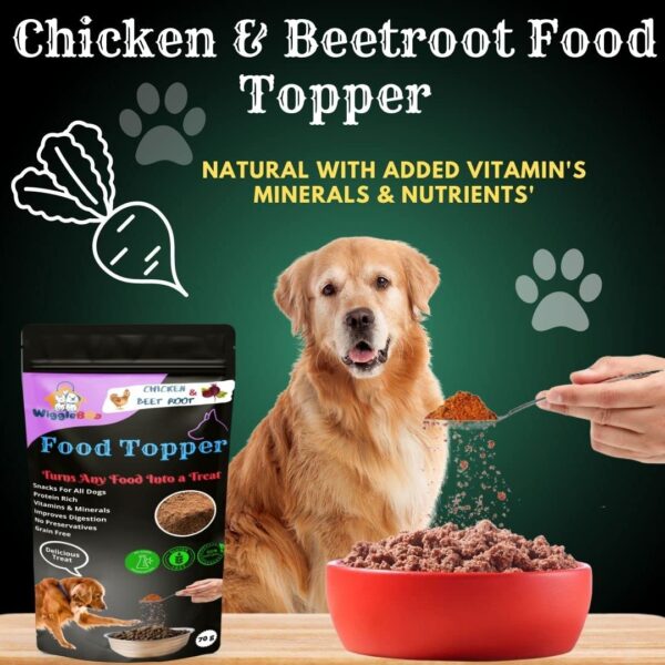 710mw4T0o5L._SL1080_.jpg Magical Dog Food Topper || Joy of Best Taste || Chicken & Beet Root Flavour || Grain Free & Protein Rich || Super Energy Food || 70g