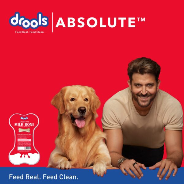 Drools Absolute Dog Bone Treats, Milk Flavour 600g 40peices Jar, All Life Stages